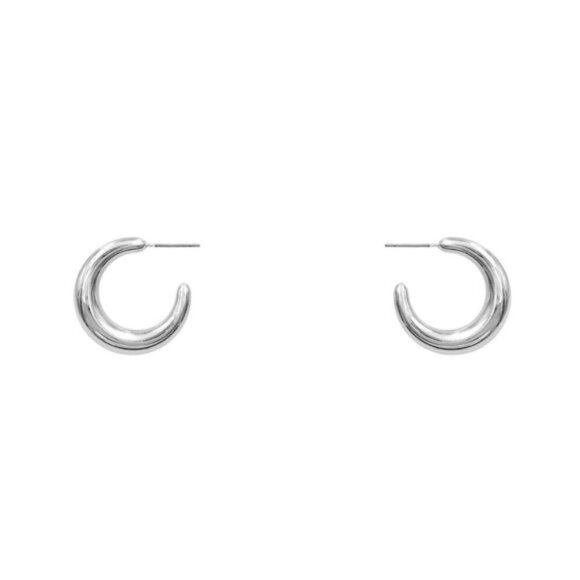 Rhodium And Gold Open Circle Earrings - Picture 1 of 2